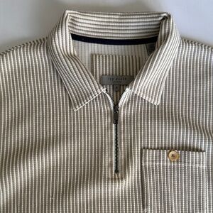 Ted Baker Ivory Textured Zip Polo